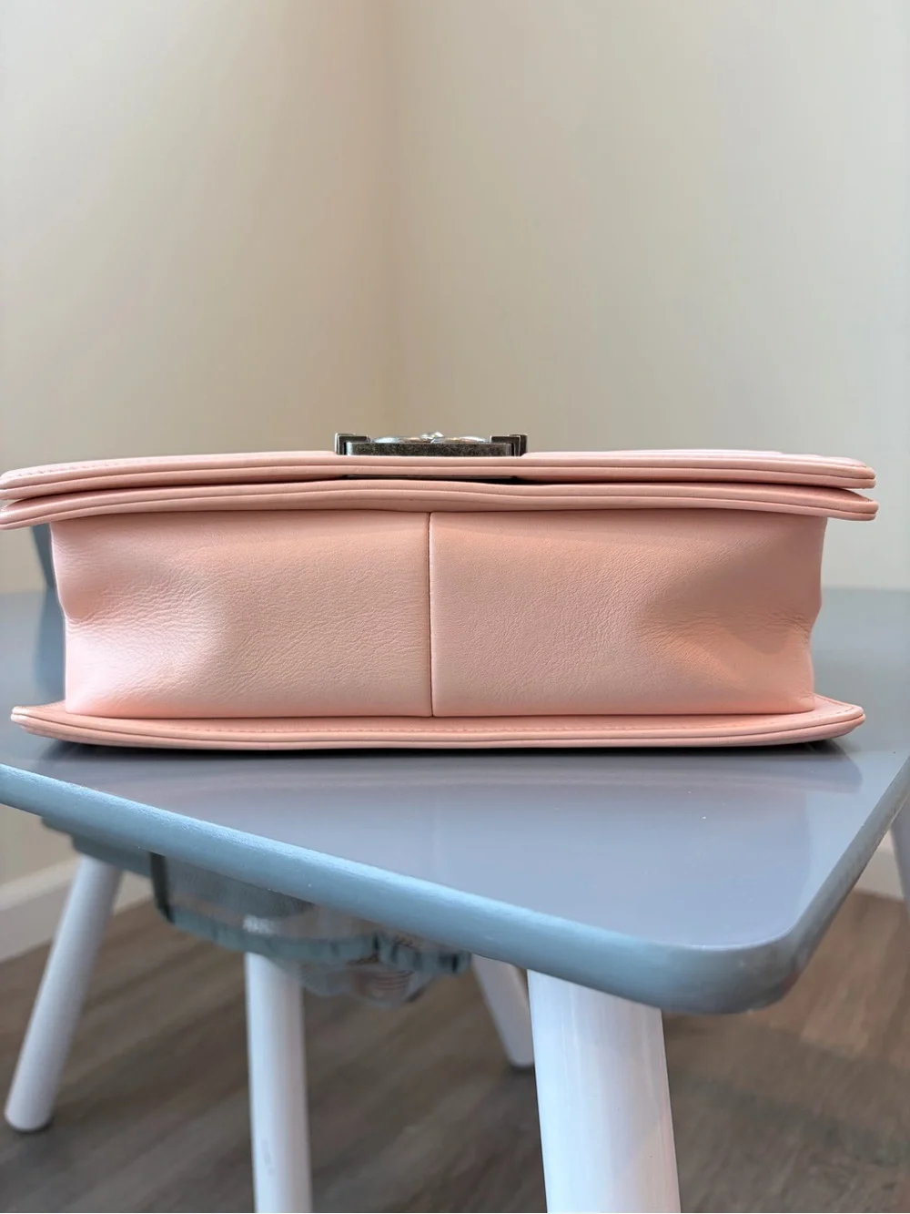 CHANEL Soft Peach Leather Shoulder Bag